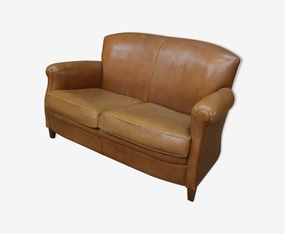 Banquette canapé cuir club 1970