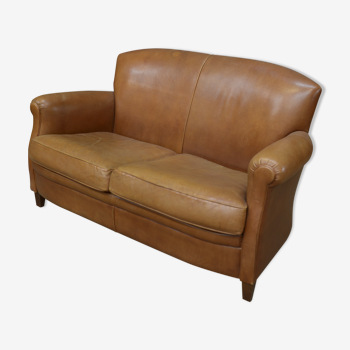 Bench sofa leather club 1970