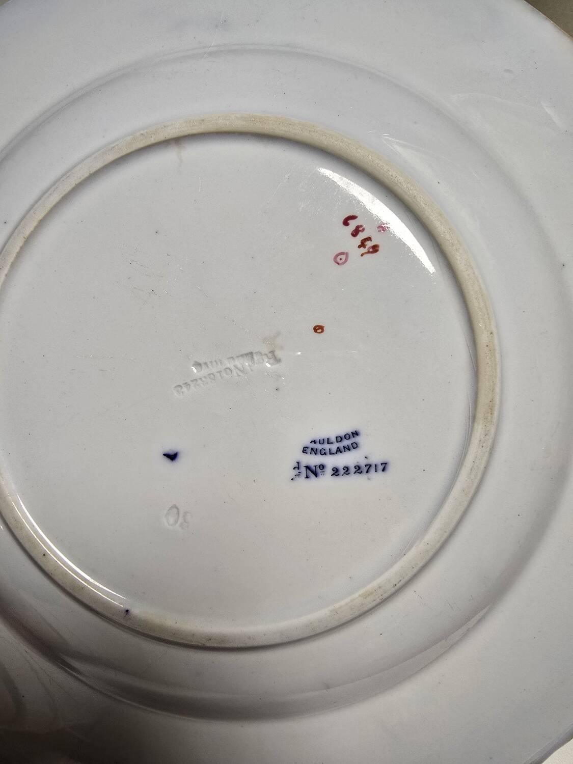 Cauldon England pottery plate numbered