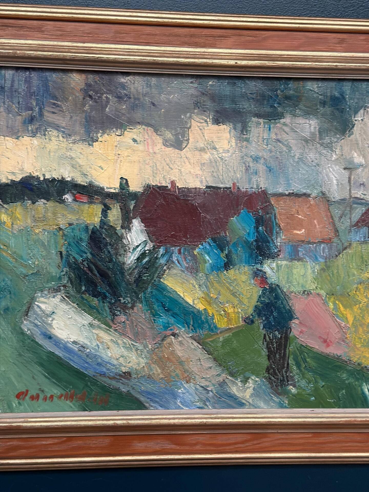 Huile sur toile suédoise – « Fermes » par Arnold William Pedersen