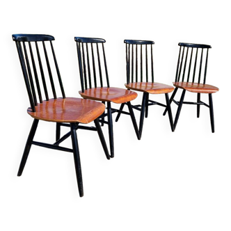 Set of 4 vintage fanett tapiovaara chairs