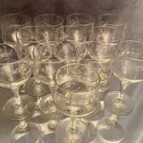 Suite of 12 glasses with feet in cut glass mid-twentieth century