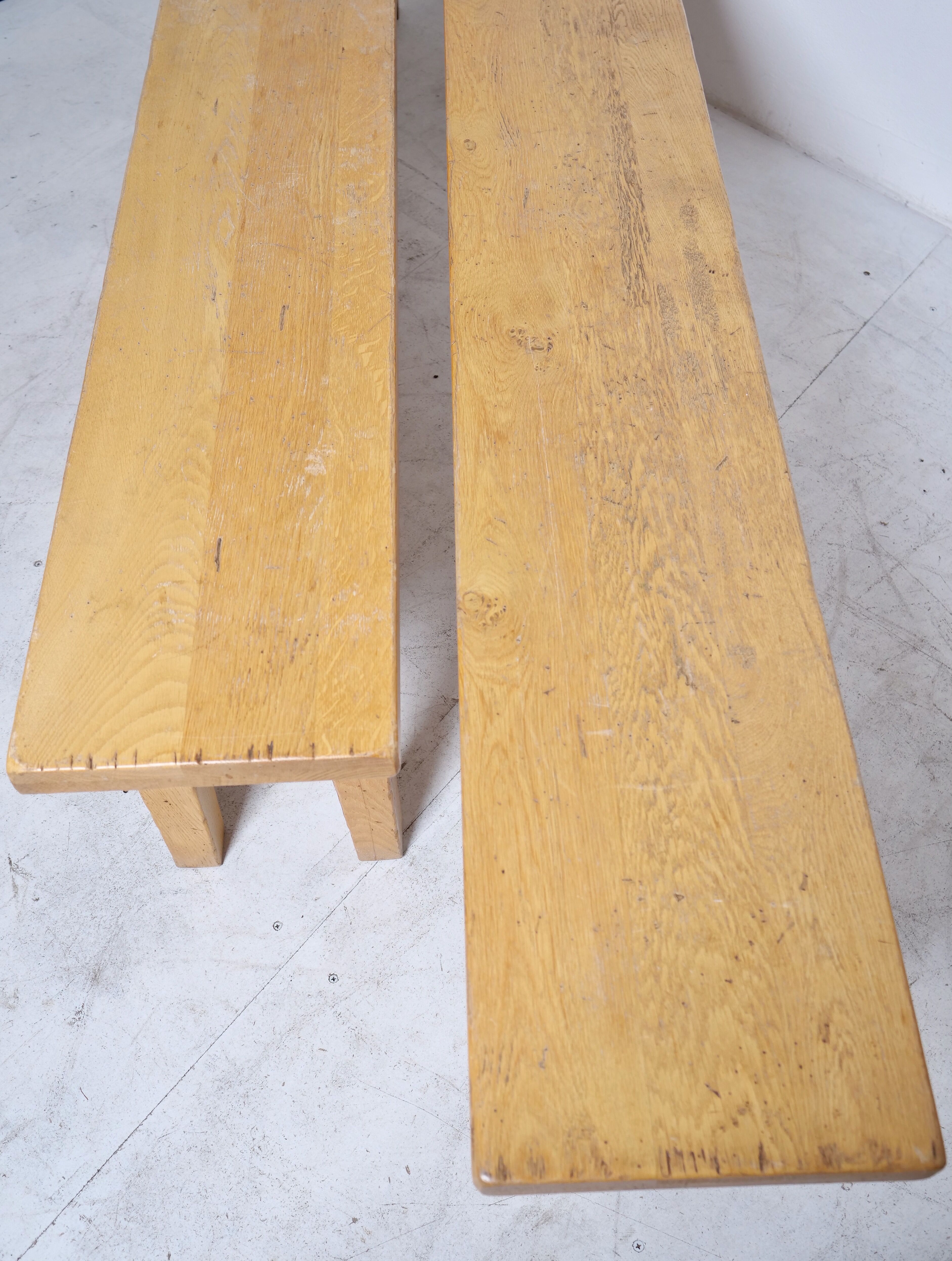 Pair of light oak benches