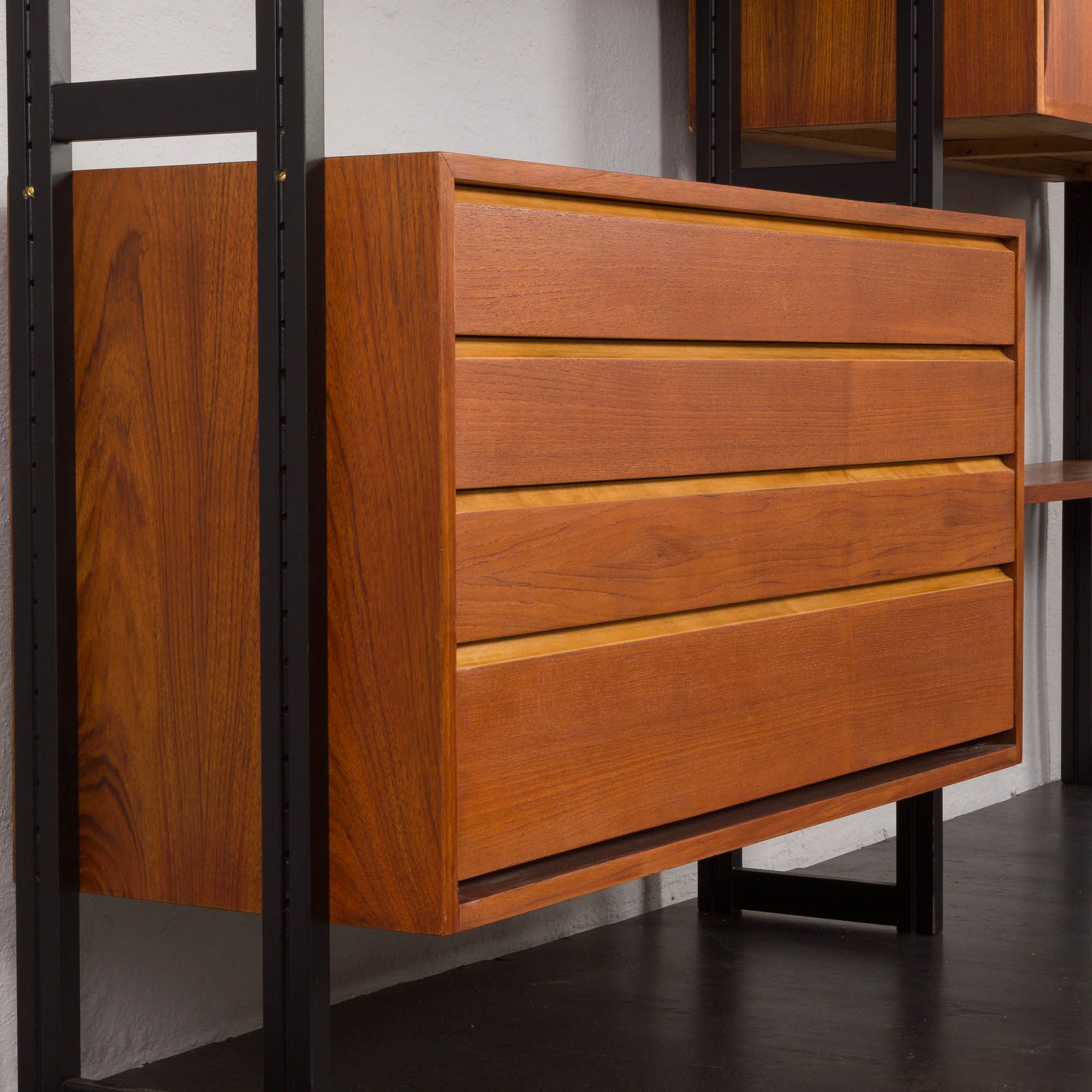 Scandinavian freestanding teak shelving unit by Ollie Borg for Asko Finland, Denmark, 1960s