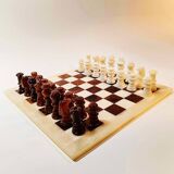 1960s Chess Set in Genuine Hand Carved Alabaster of Volterra.