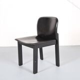 Lot de 6 chaises de salle à manger en bois et cuir noir