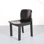 Lot de 6 chaises de salle à manger en bois et cuir noir