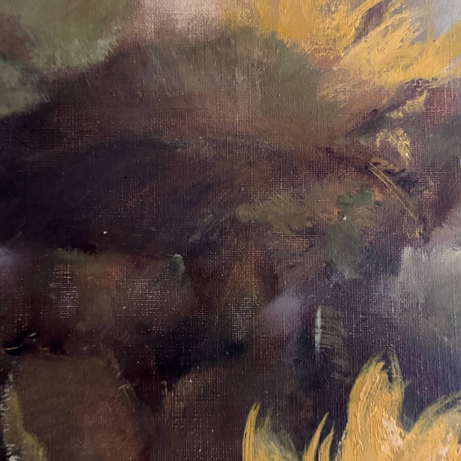 Oil on canvas still life with sunflowers by P. Sorrol 20th century