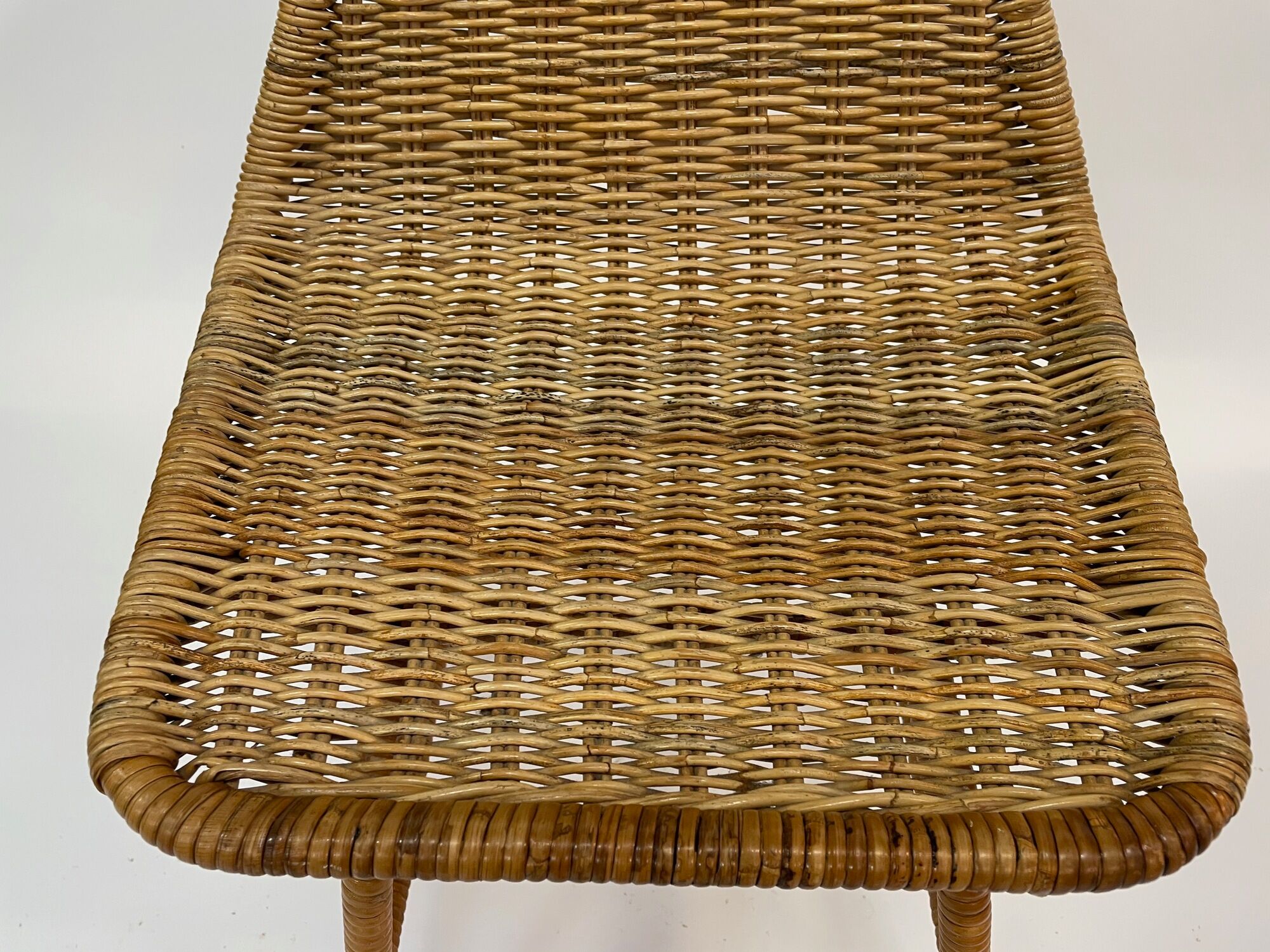 Suite of six vintage bar stools in rattan design Rohe 1960