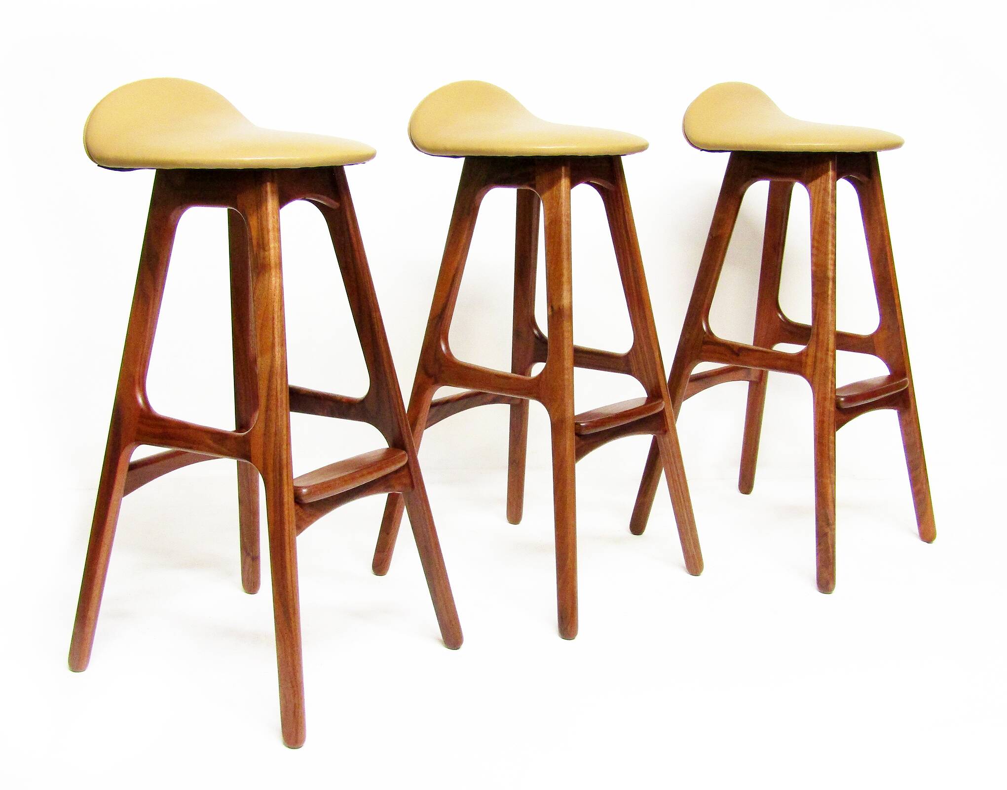 Three 1960s Danish Bar Stools In Rosewood & Leather by Erik Buch