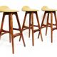 Three 1960s Danish Bar Stools In Rosewood & Leather by Erik Buch