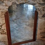 French Art Deco walnut mirror – sculpted wall mirror from the 1920s in France