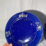 Antique blue flowerpot, ceramic, Art Nouveau earthenware circa 1900