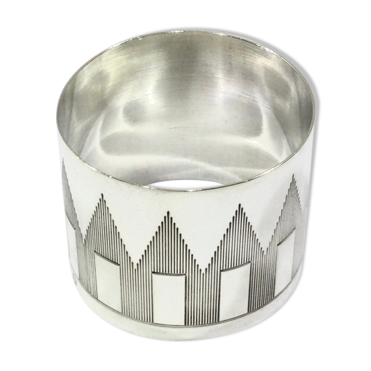 Art Deco silver towel ring