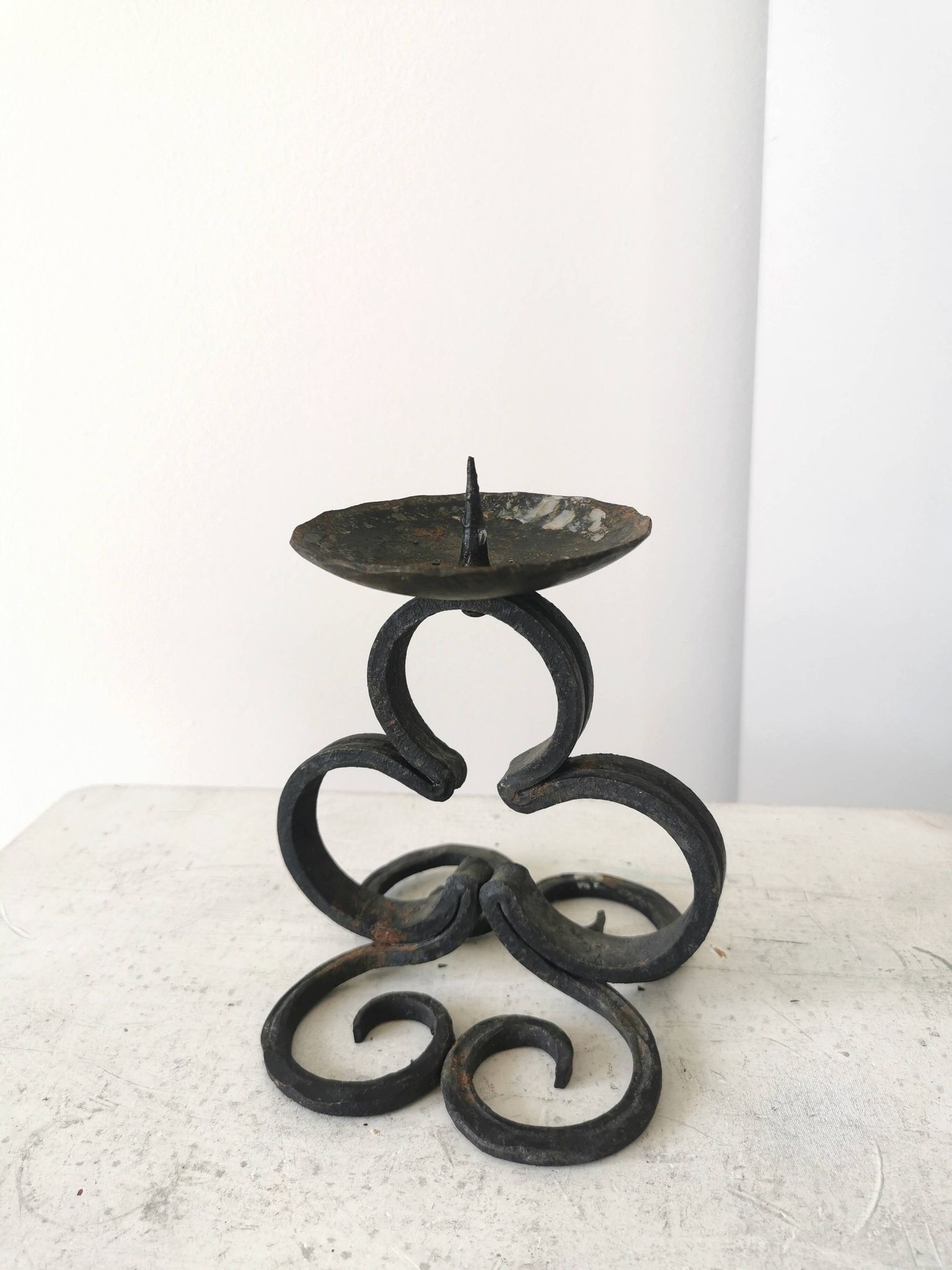 Vintage Iron Forged Candlestick Holder: Handmade Gothic Home Decor