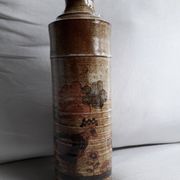Vase vintage en grès au décor naif