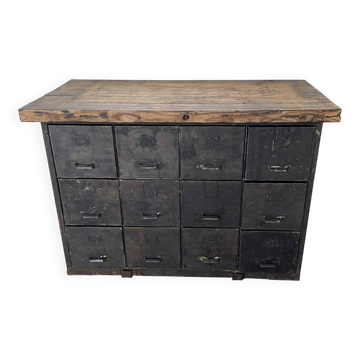 Meuble militaire 1945 12 tiroirs vintage industriel