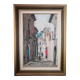 Street landscape - oil on canvas, framed and signed (to be deciphered)