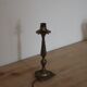 Vintage lamp base in patinated gold metal – foliage decor – 25 cm