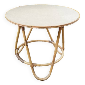 Round rattan coffee table 1970