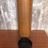 Boiled cardboard umbrella stand + brass strapping + vintage interior tray #a312