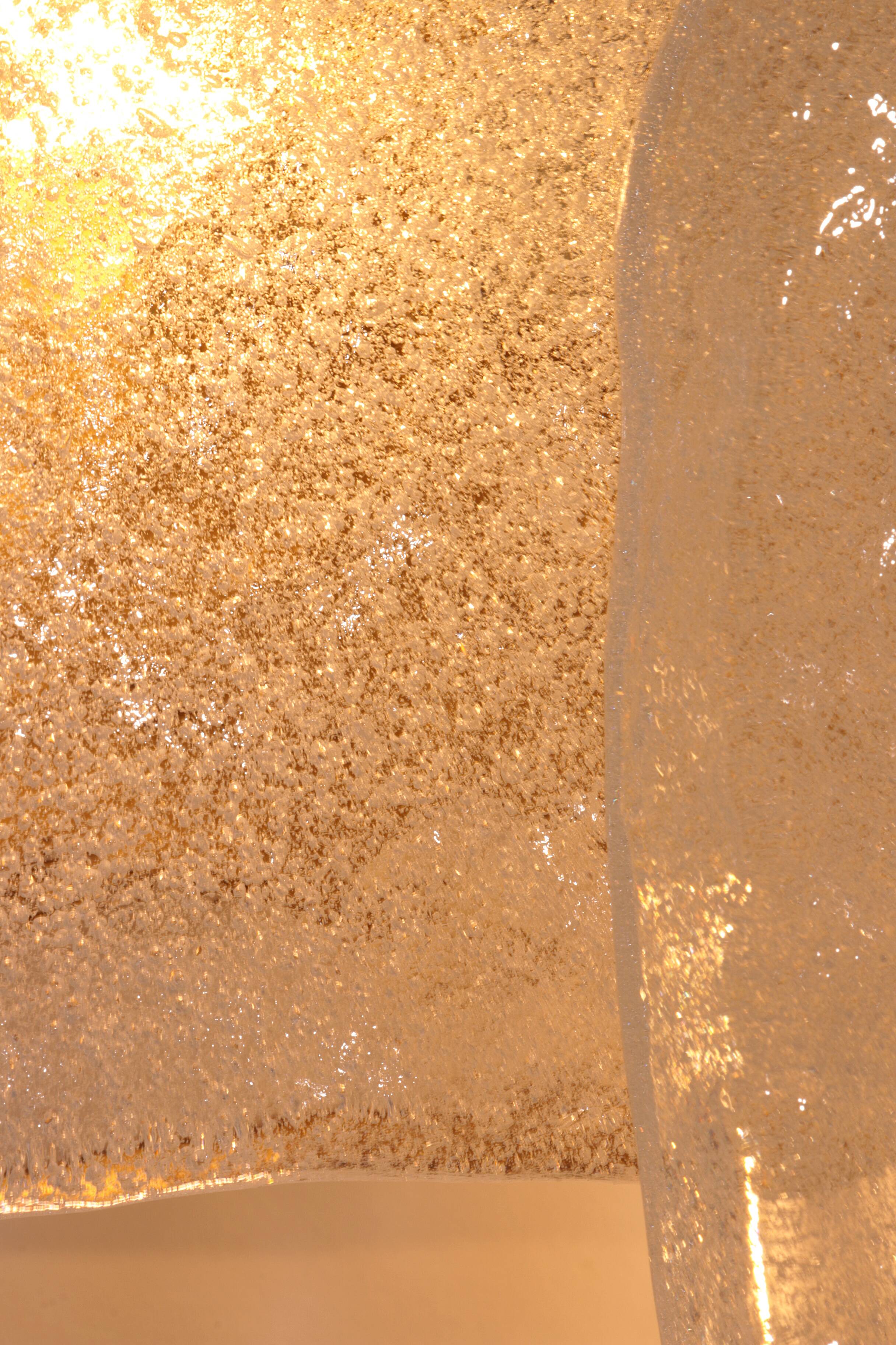 J.T. Kalmar Midcentury Ice Glass Wall Sconces Austria 1960