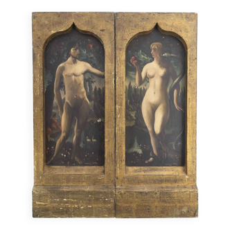 Marcel Gillis (Belgium, 20th century) Adam and Eve, 1931 Diptych