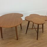 Wooden clover side table, compass feet, 50s