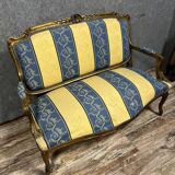Louis XV style bench in gilded wood, 20th century