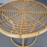 Czechoslovak Midcentury Rattan and Bamboo Side Table, 1960s