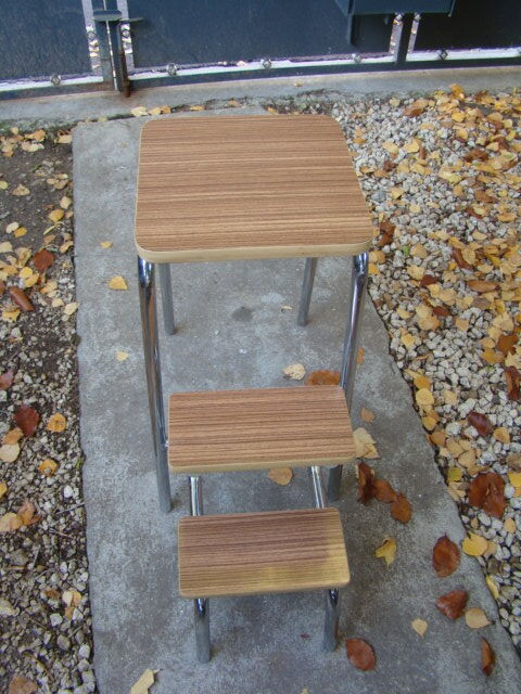 Vintage veined brown formica stepladder