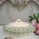 Antique earthenware vegetable or soup tureen in iron earthenware