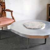 Table basse en onyx et aluminium