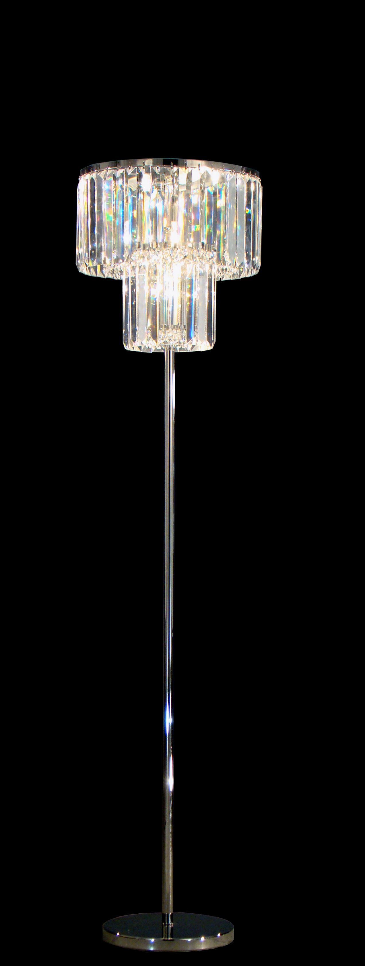 Floor lamp in chrome metal & transparent crystal