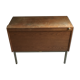 Vintage Scandinavian wood roller cabinet brand Facit