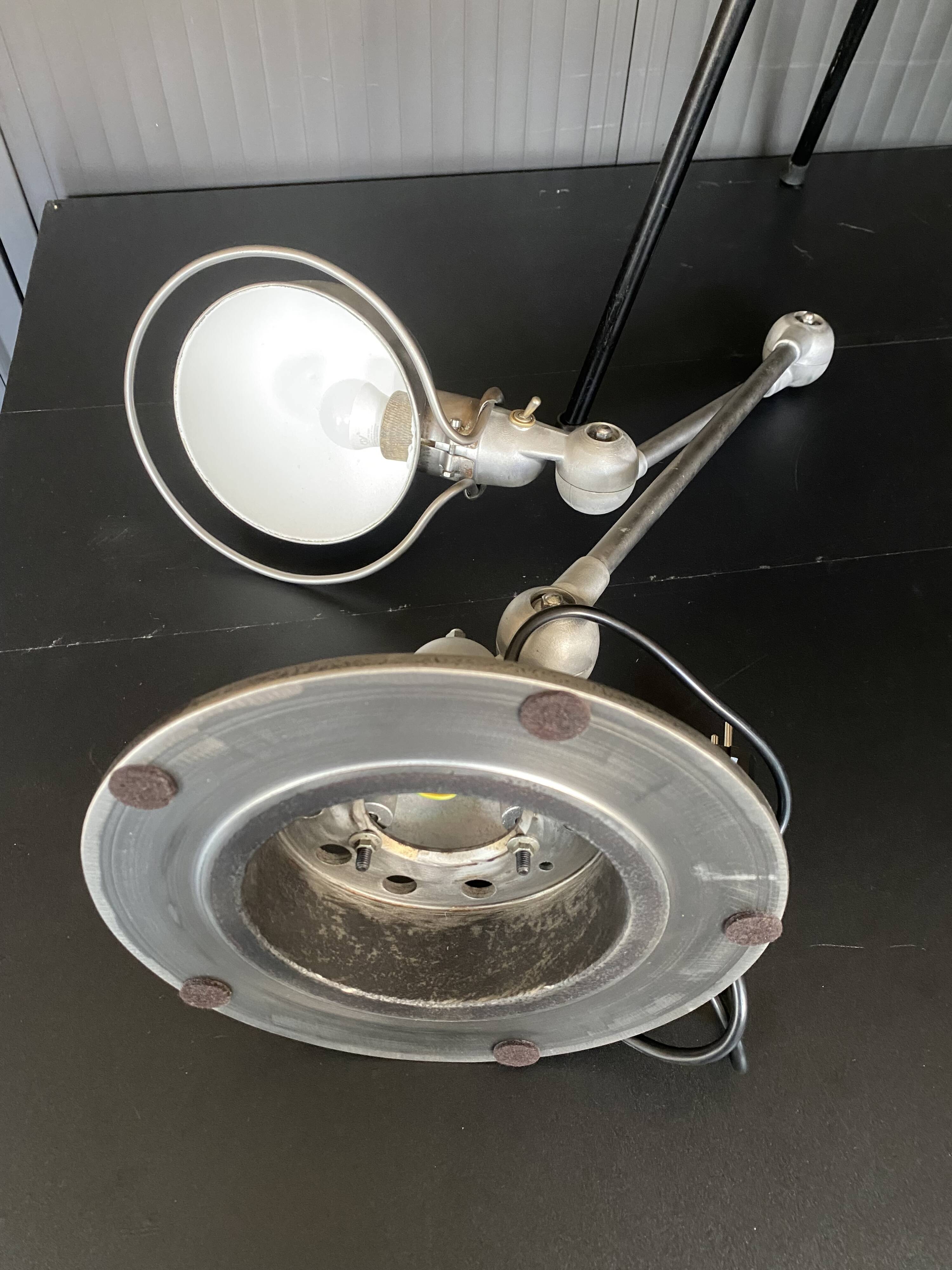 Jieldé lamp with 2 arms, clear matte varnish, industrial vintage.