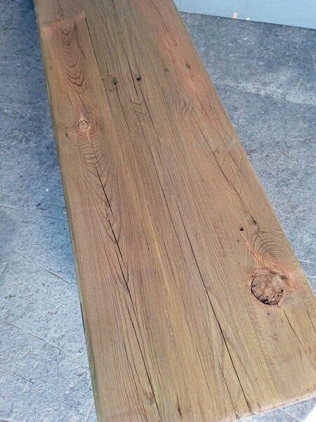 Solid patinated wood bench 140cm