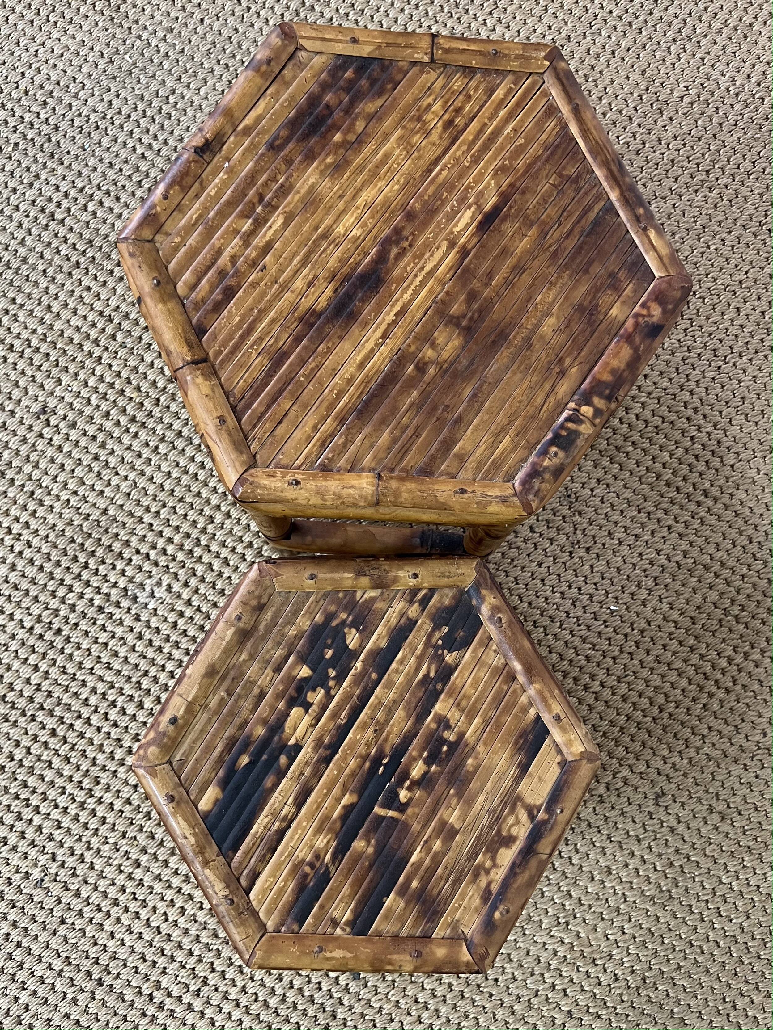 Pair of small side tables / Rattan sofa ends