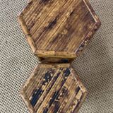 Pair of small side tables / Rattan sofa ends