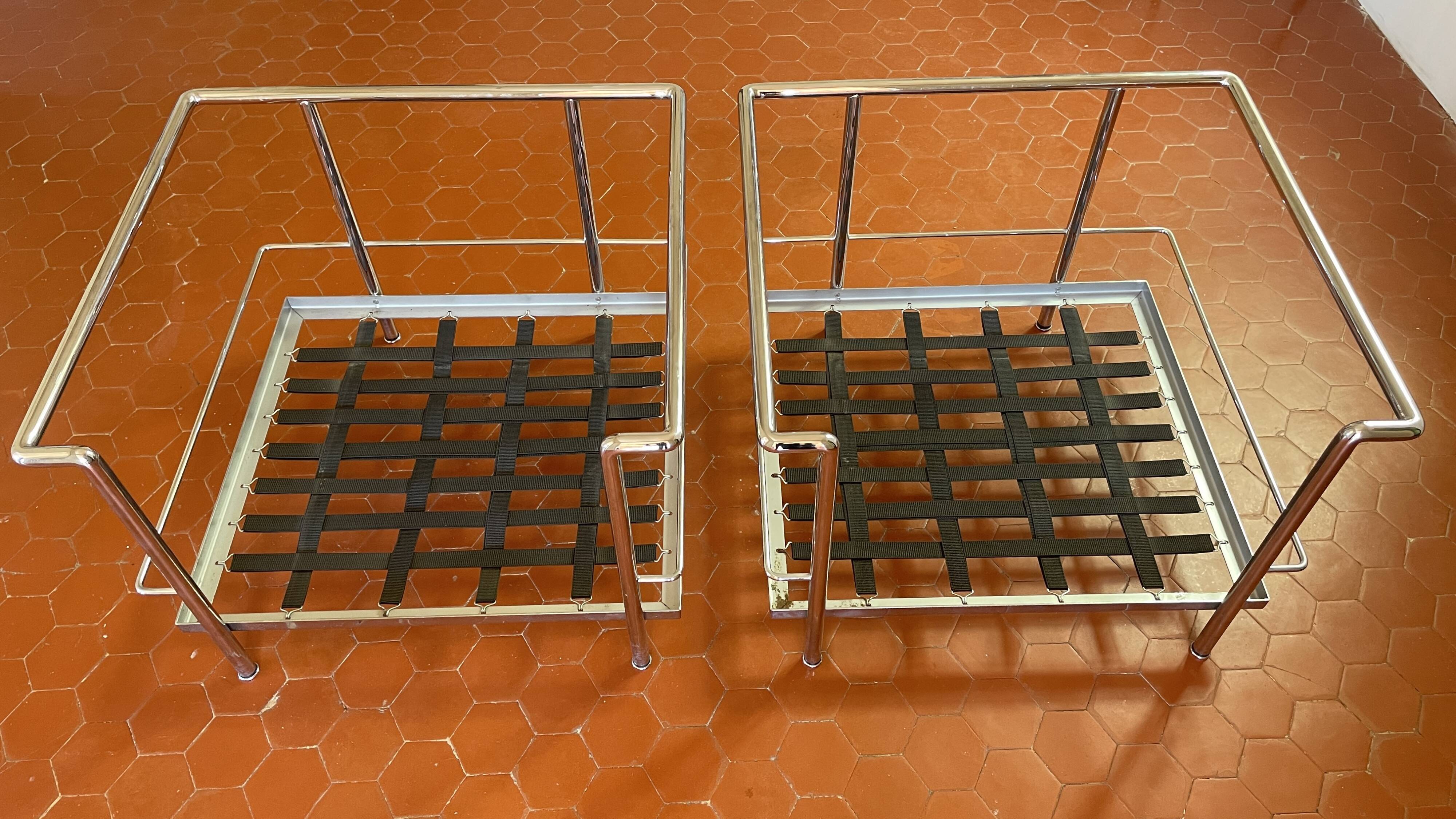 Pair of armchairs LC2 Perriand Jeanneret Le Cobusier Cassina edition