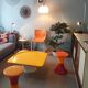 Lot table basse coffre orange  pivotante + tatam sramp 70's