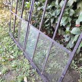 Industrial arched metal window L128xH114 19th century glass roof 2 leaves