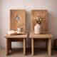 2 vintage chairs in brutalist style made of pitch pine with a waxed finish.