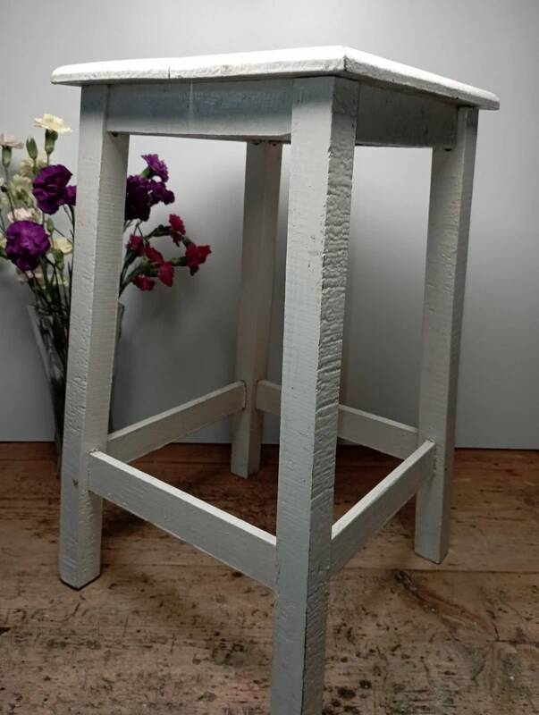 Vintage white wooden stool