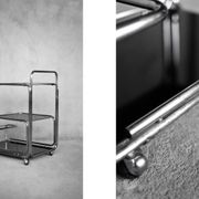 Vintage Mid-Century German Modern Bauhaus Chrome & Glass Serving Trolley