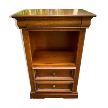 High bedside table, wooden accent table in Louis Philippe style.