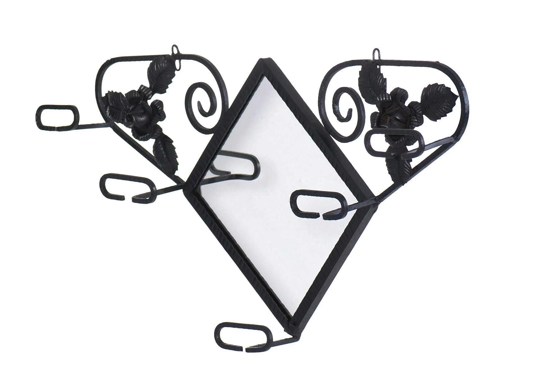 Art Deco coat rack in hammered iron at 5 pads with 30s mirror