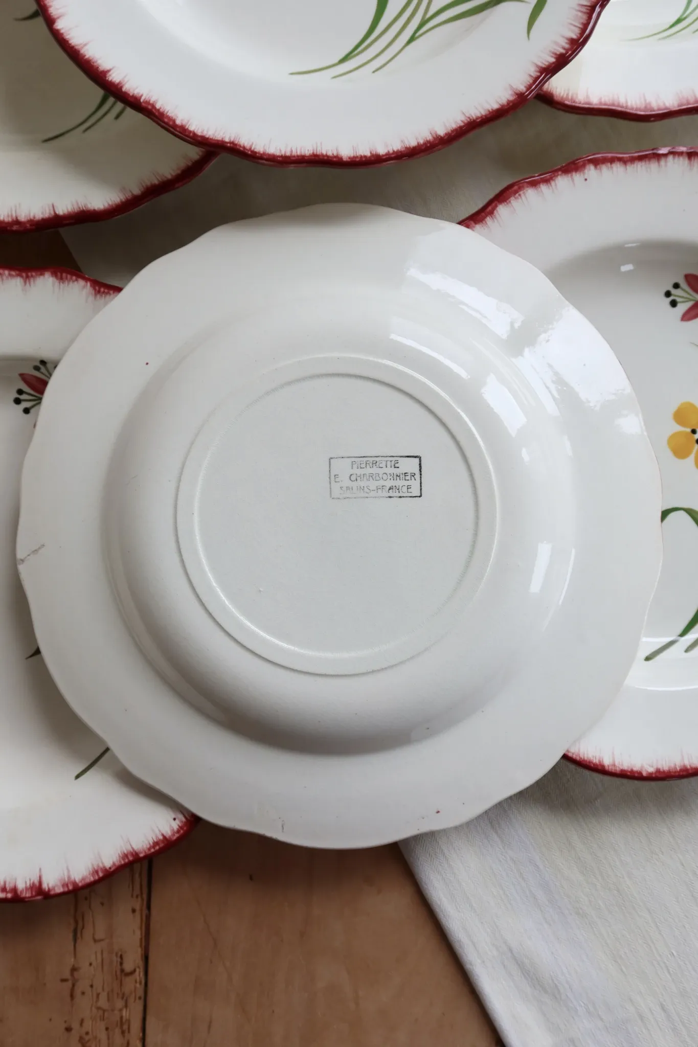 6 assiettes creuses vintage terre de fer Salins modèle Pierrette