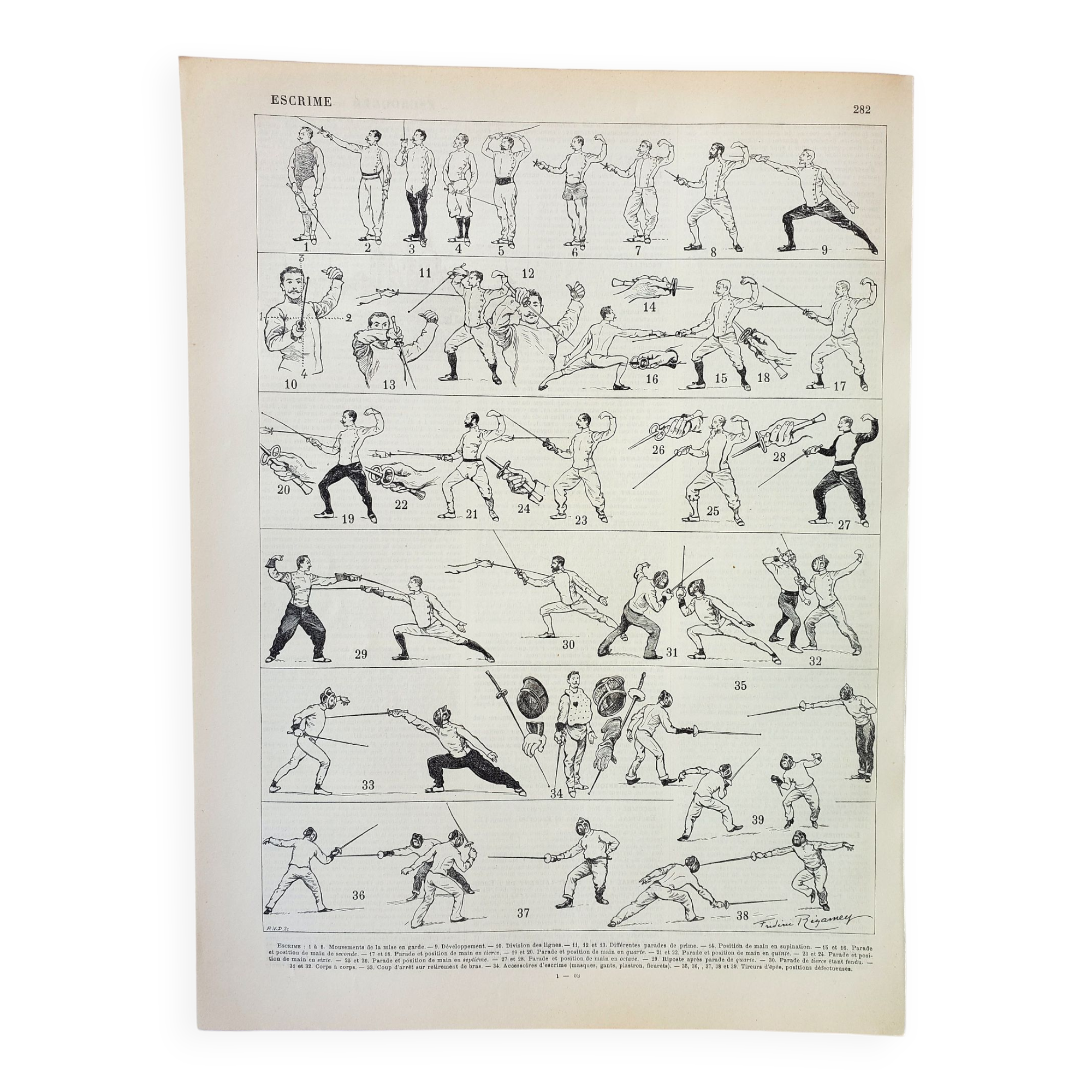 Engraving • Fencing, fighting, sport, sword • Original and vintage poster from 1898