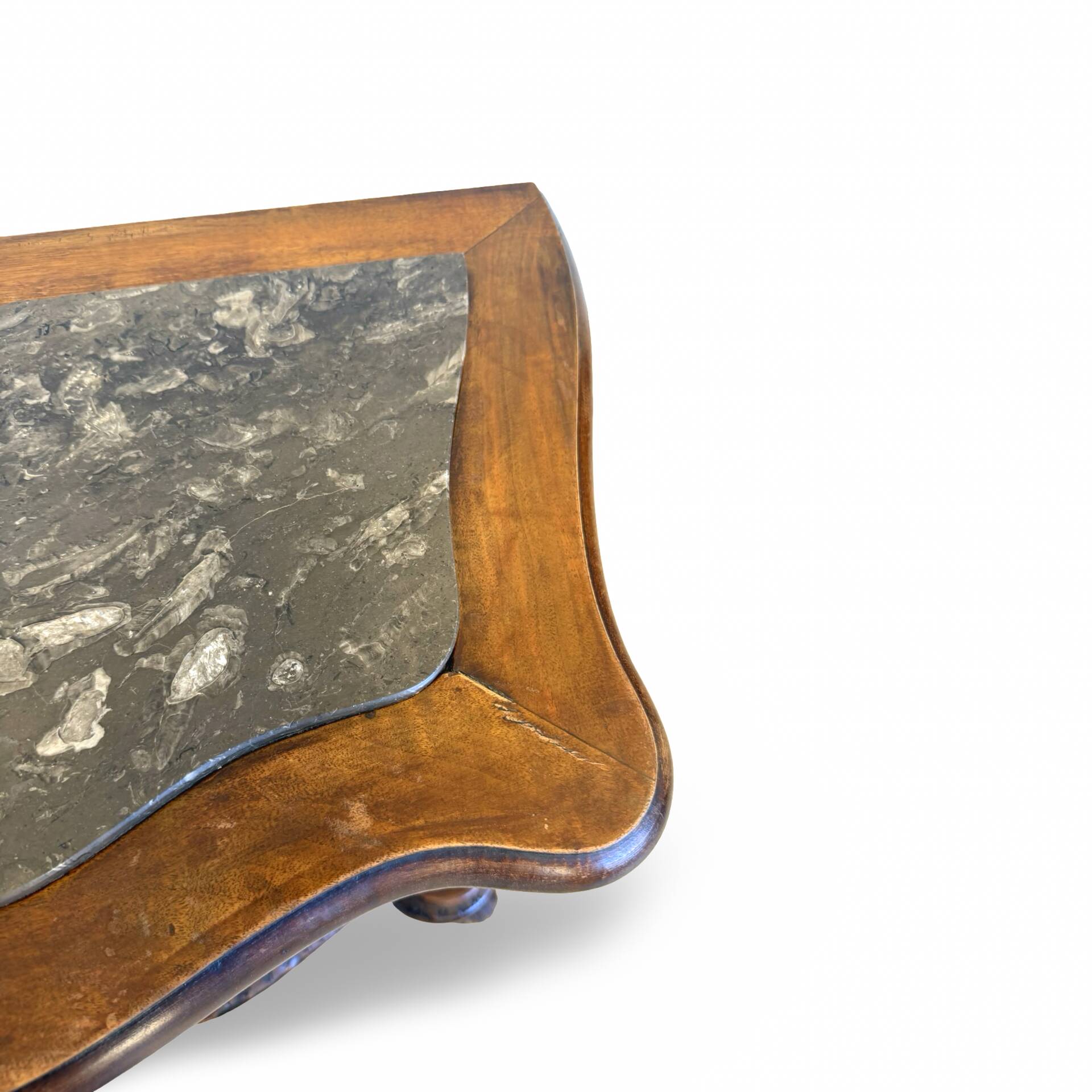 serpentine nightstands in walnut Art Deco